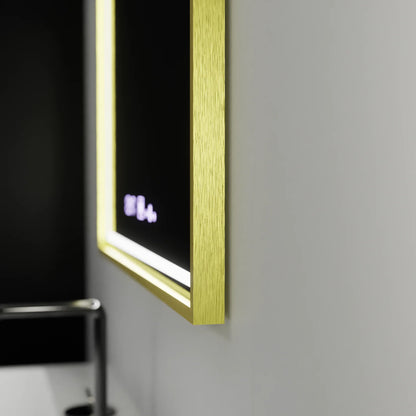 Oglinda LED Touch Kalahiri, 60x80 cm, functie Dezaburire, Rama Auriu Brushed, E10S/60X80