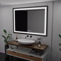 Oglinda LED Rectangulara, 100x70cm, Verite Majeste Noir Motion Glow Marcello, Sistem Dezaburire, Ceas & Termometru, Dimabila