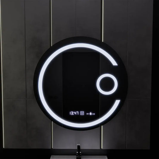 Oglinda LED Rotunda 60 Visio MotionGlow Marcello, Lupa Cosmetica, Sistem Dezaburire, Termometru si Ceas, Dimabila