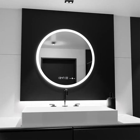Oglinda LED Rotunda 70 Elysee MotionGlow Marcello, Sistem Dezaburire, Termometru si Ceas, Dimabila