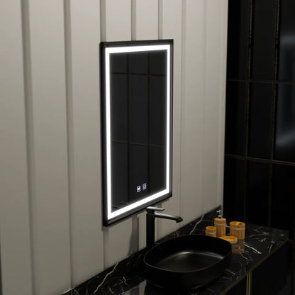 Oglinda LED Rectangulara 60x90cm Edge LUMINOUS Touch Sistem Dezaburire, Rama Neagra – oglindă LED, 60x90 cm, 90 cm – Reg