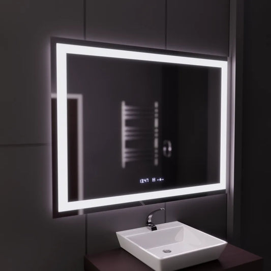 Oglinda LED Rectangulara 120x80cm Verite MotionGlow Marcello, Sistem Dezaburire, Termometru si Ceas, Dimabila
