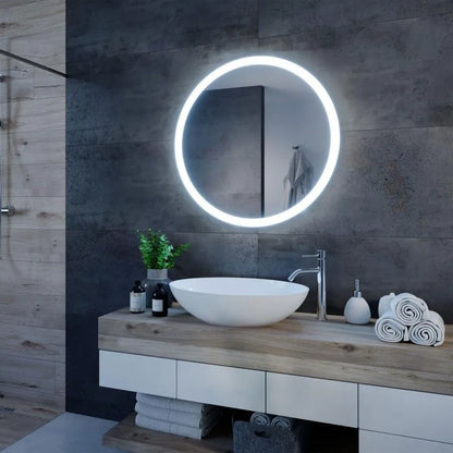 Oglinda LED Rotunda, 50cm, Noxia Touch, Sistem Dezaburire, Dimabila – RegalStore