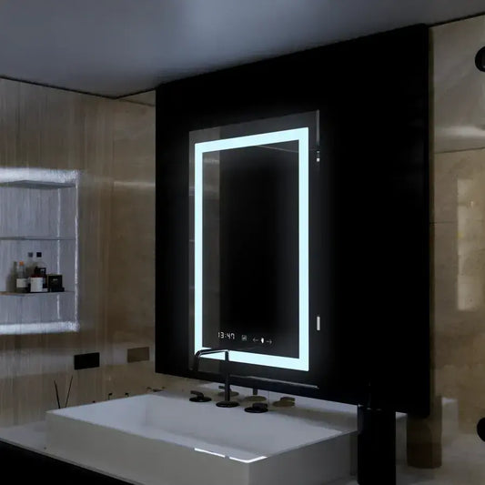 Oglinda LED Rectangulara 75x90cm Verite MotionGlow Marcello, Sistem Dezaburire, Termometru si Ceas, Dimabila