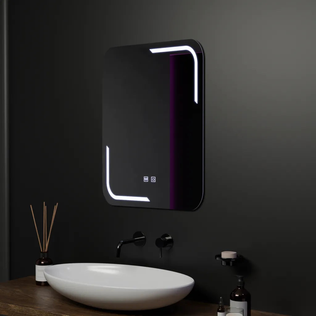 Oglinda LED Rectangulara, 60x80cm, Touch Ulrich, Sistem Dezaburire, Dimabila – oglindă LED, 60x80 cm, 80 cm – RegalStore