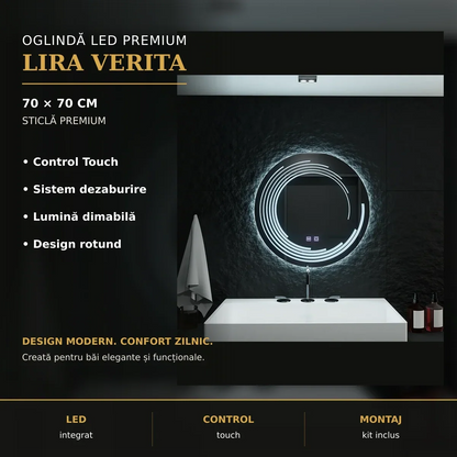 Oglindă LED Lira Verita Ø70 cm – imagine premium