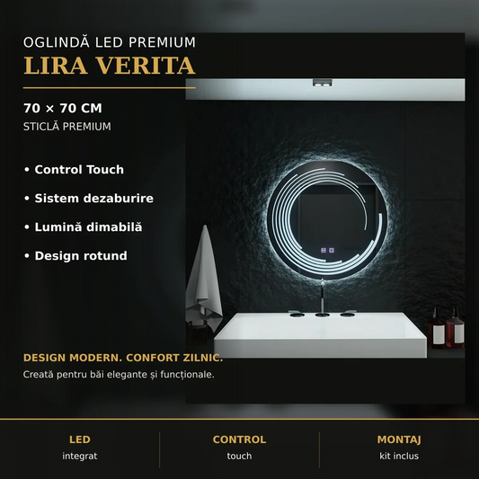 Oglindă LED Lira Verita Ø70 cm – imagine premium