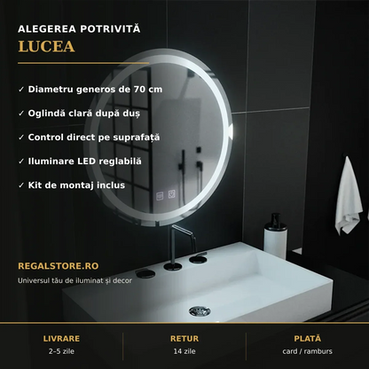 Oglindă LED Lucea Ø70 cm – beneficii principale