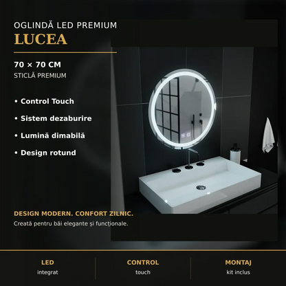 Oglindă LED Lucea Ø70 cm – imagine premium