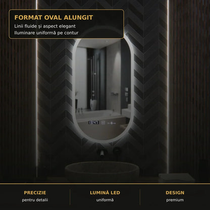 Oglindă LED Lucia 50x100 cm – detaliu premium