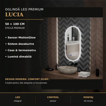 Oglindă LED Lucia 50x100 cm – imagine premium