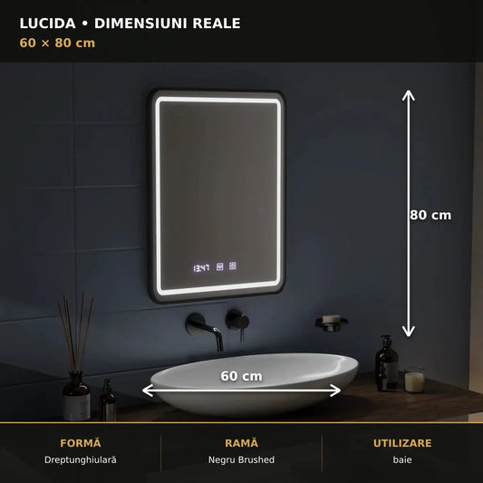 Oglindă LED Lucida 60x80 cm – dimensiuni și format