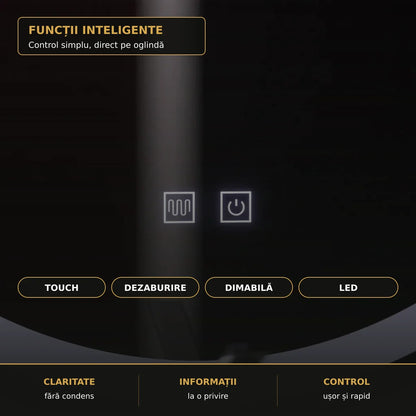 Oglindă LED Luxor Ø60 cm – funcții inteligente