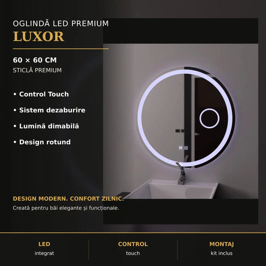 Oglindă LED Luxor Ø60 cm – imagine premium