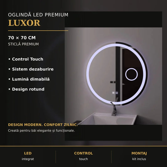 Oglindă LED Luxor Ø70 cm – imagine premium