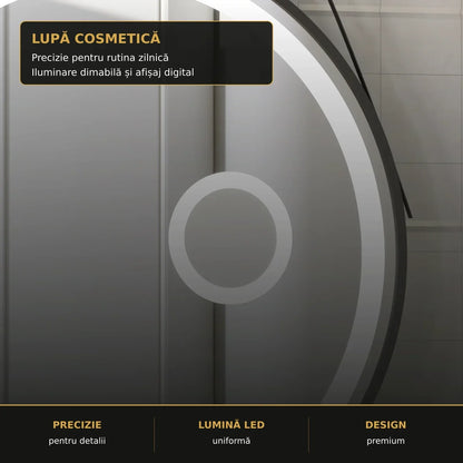 Oglindă LED Micah Ø60 cm – detaliu premium