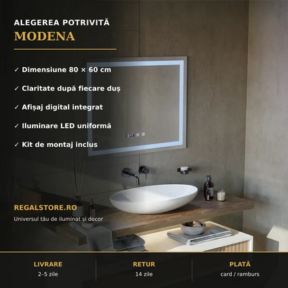 Oglindă LED Modena 80x60 cm – beneficii principale