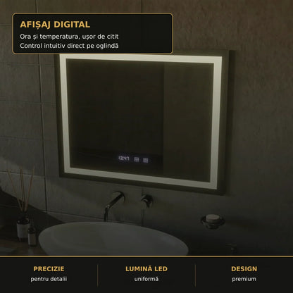 Oglindă LED Modena 80x60 cm – detaliu premium