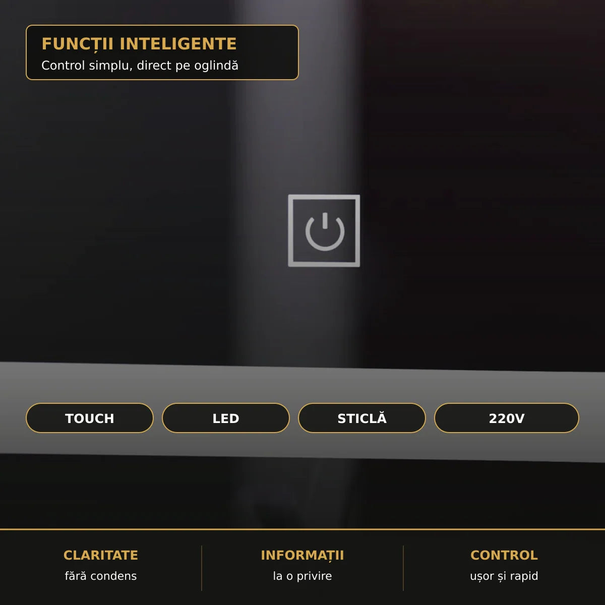 Oglindă LED Nerina Basic Touch Ø60 cm – funcții inteligente