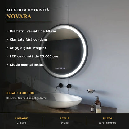 Oglindă LED NOVARA Ø60 cm – beneficii principale