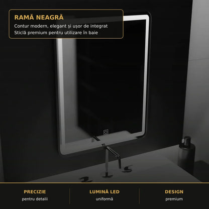 Oglindă LED Ombra Basic Touch 60x80 cm – detaliu premium