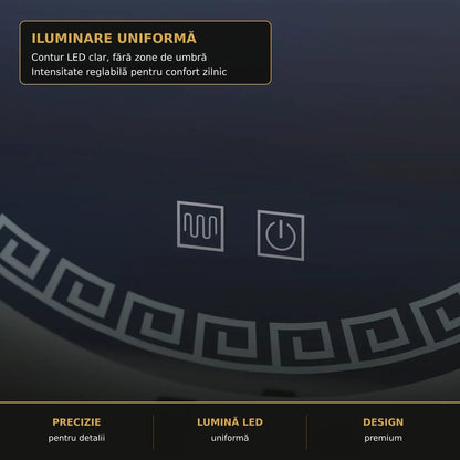 Oglindă LED Orhina Ø70 cm – detaliu premium