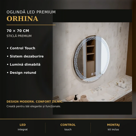 Oglindă LED Orhina Ø70 cm – imagine premium