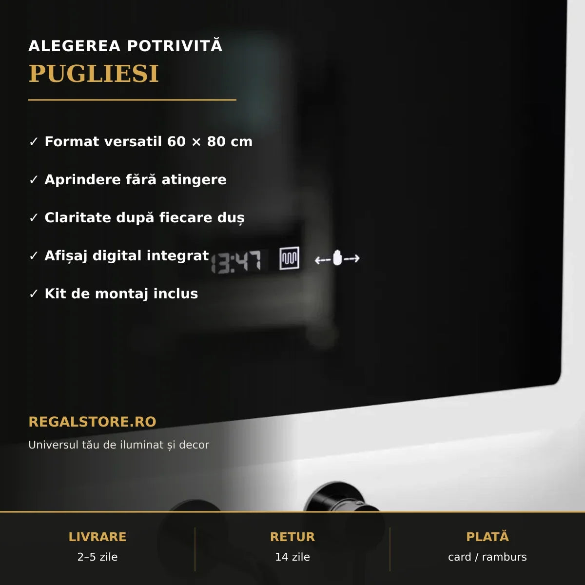 Oglindă LED Pugliesi 60x80 cm – beneficii principale