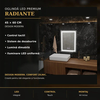 Oglindă LED RADIANTE 45x60 cm – imagine premium