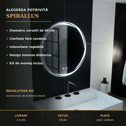 Oglindă LED Spirallus Ø60 cm – beneficii principale