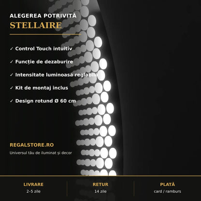 Beneficii oglindă LED Stellaire Ø60 cm