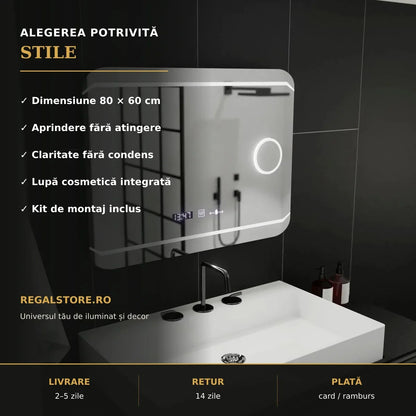 Oglindă LED Stile 80x60 cm – beneficii principale
