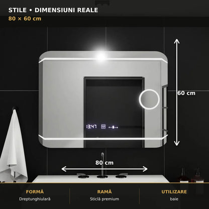 Oglindă LED Stile 80x60 cm – dimensiuni și format