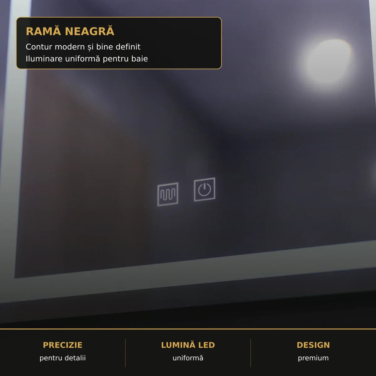 Oglindă LED Taglio 60x80 cm – detaliu premium