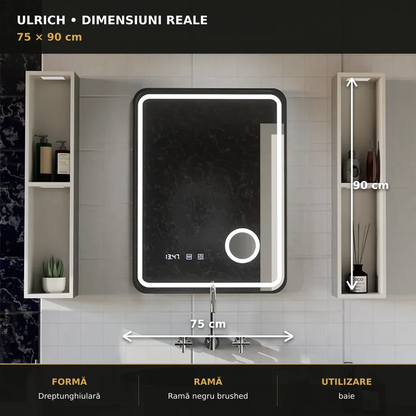 Dimensiuni oglindă LED Ulrich 75x90 cm