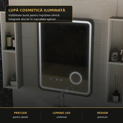 Lupă cosmetică iluminată integrată în oglinda Ulrich