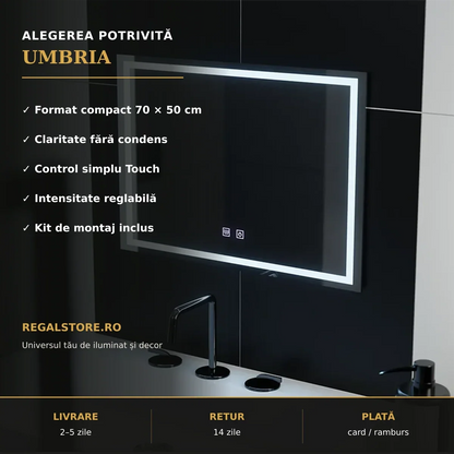 Oglindă LED Umbria 70x50 cm – beneficii principale