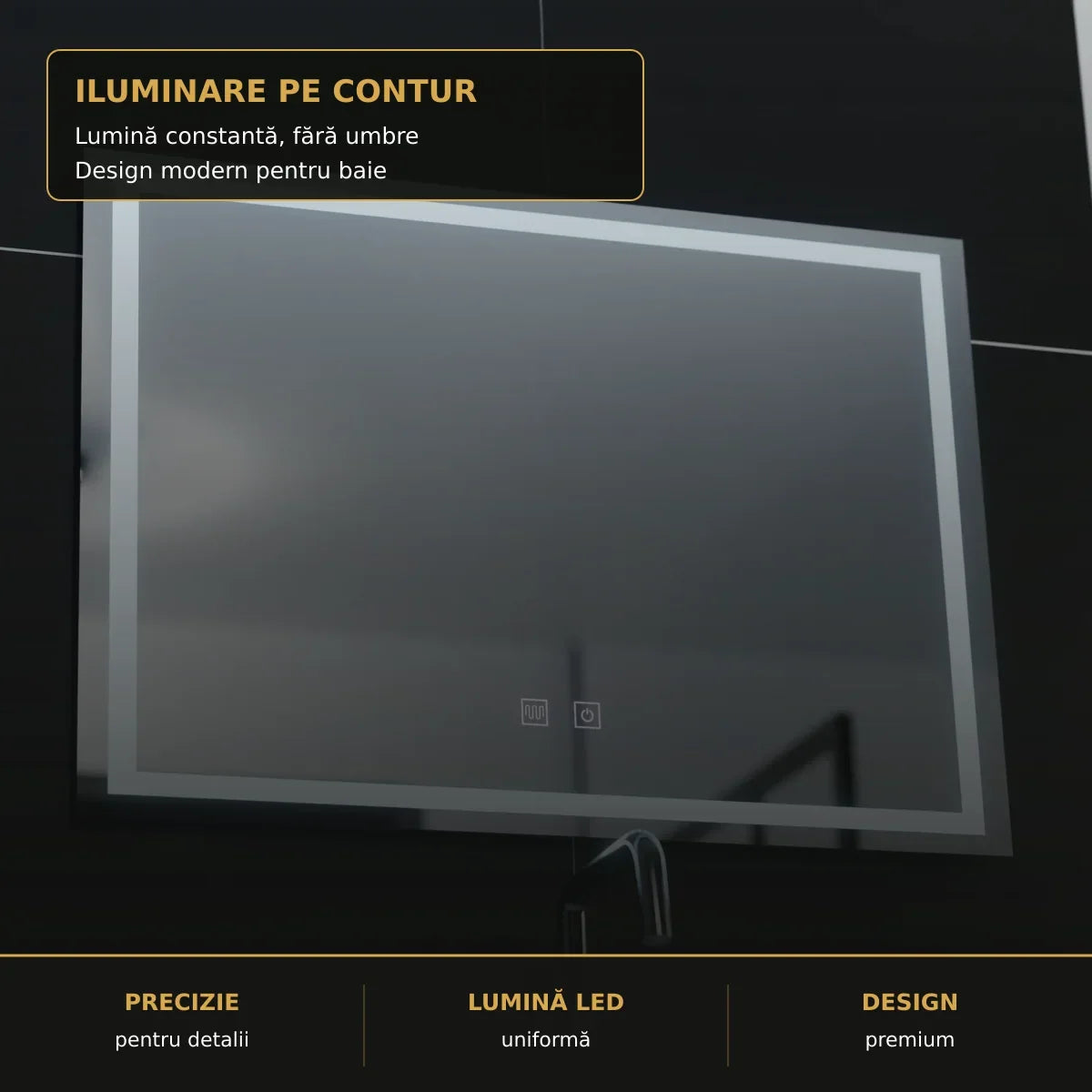 Oglindă LED Umbria 70x50 cm – detaliu premium