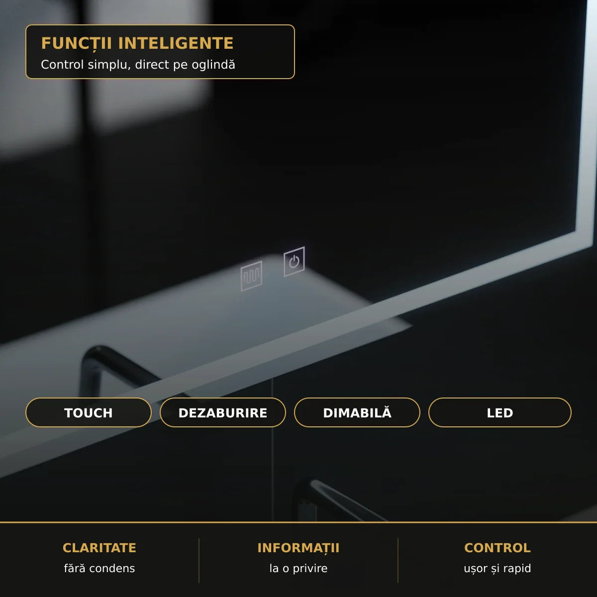 Oglindă LED Umbria 70x50 cm – funcții inteligente