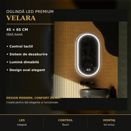 Oglindă LED Velara 45x65 cm – imagine premium