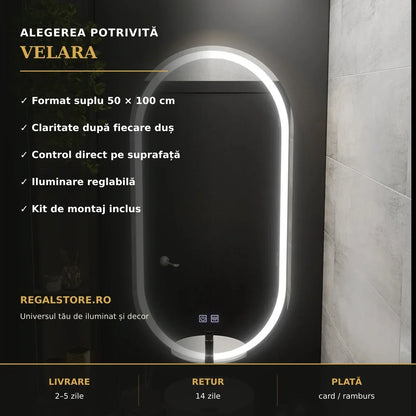 Oglindă LED Velara 50x100 cm – beneficii