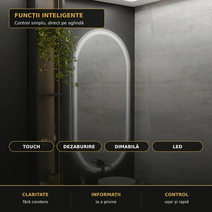 Oglindă LED Velara 50x100 cm – funcții inteligente