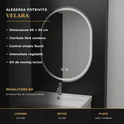 Oglindă LED Velara 60x80 cm – beneficii principale