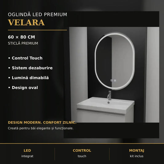 Oglindă LED Velara 60x80 cm – imagine premium