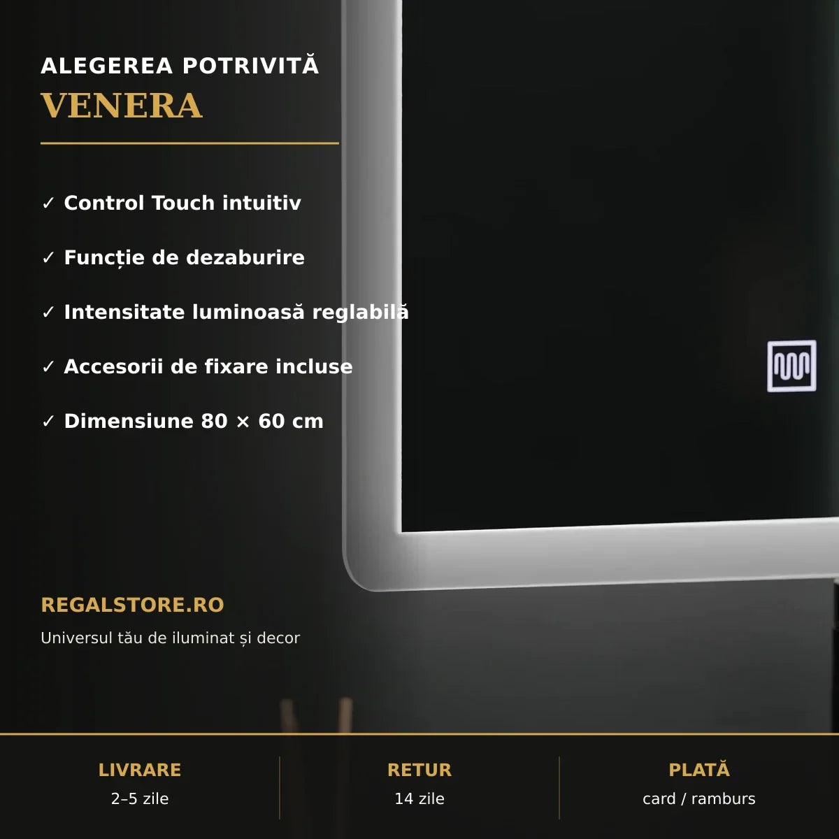 Beneficii oglindă LED VENERA 80x60 cm