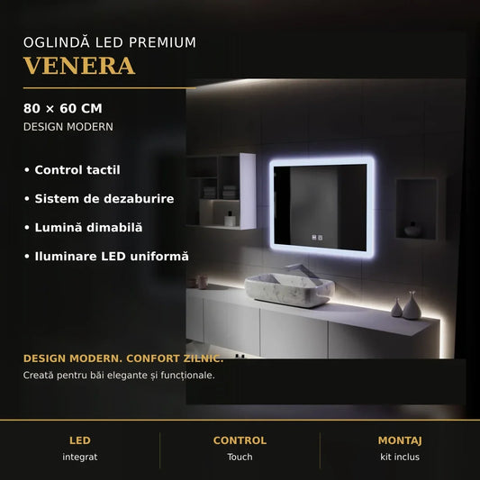 Oglindă LED VENERA 80x60 cm – imagine premium