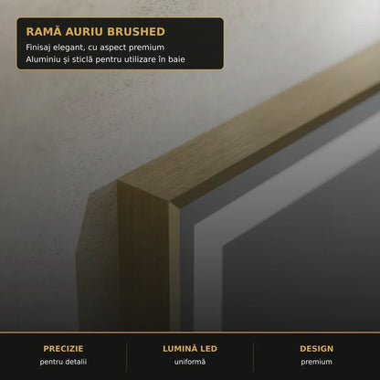 Oglindă LED Vérité Royale Gold 60x80 cm – detaliu premium