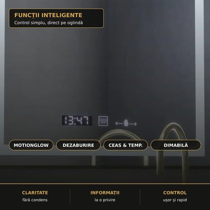 Oglindă LED Vérité Royale Gold 60x80 cm – funcții inteligente