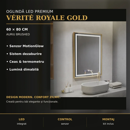 Oglindă LED Vérité Royale Gold 60x80 cm – imagine premium