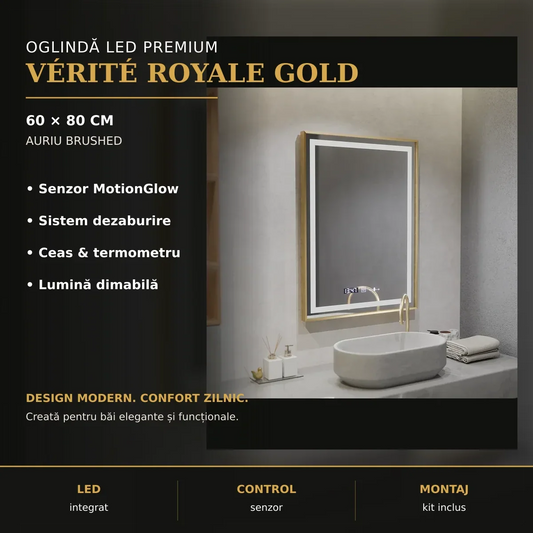 Oglindă LED Vérité Royale Gold 60x80 cm – imagine premium